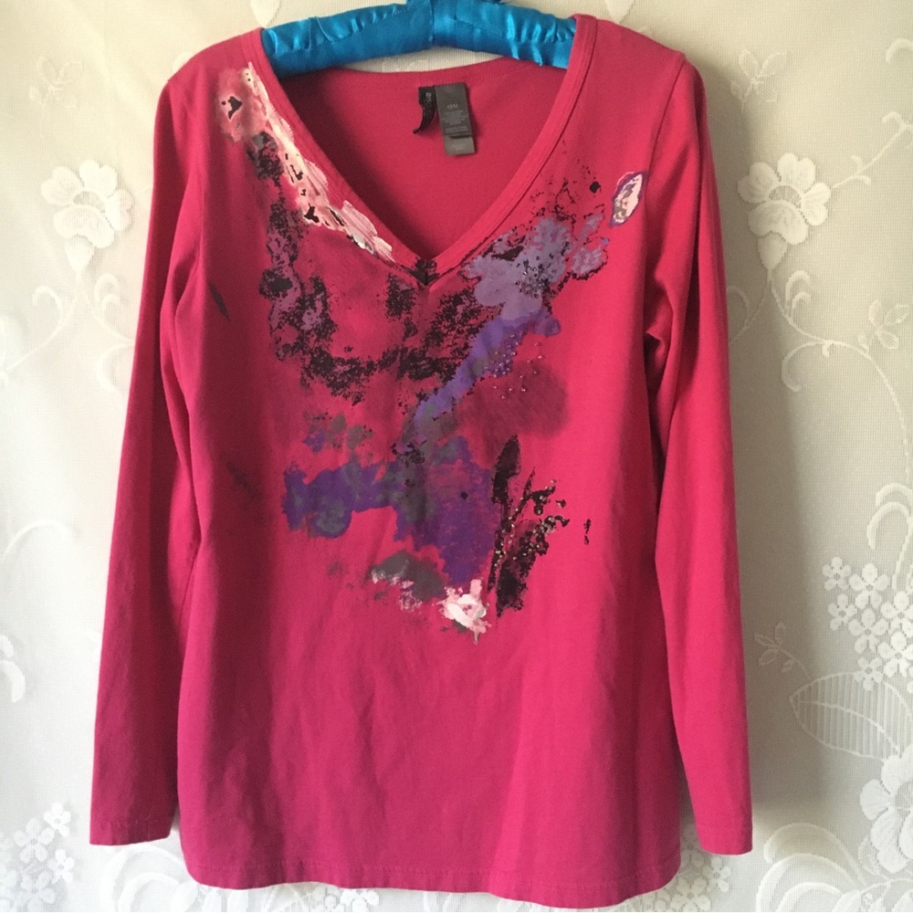Bisou Bisou Pink Abstract Vintage Y2K Top
